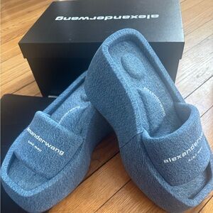Alexander Wang Denim Blue Slide Sandals Size 37